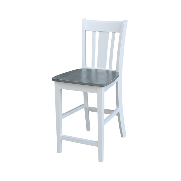 International Concepts San Remo CounterHeight Stool, 24" Seat Height, White/Heather Gray S05-102